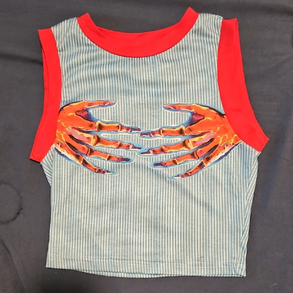 SHEIN NWOT Red and Blue Tank Top with Vibrant Graphic Design